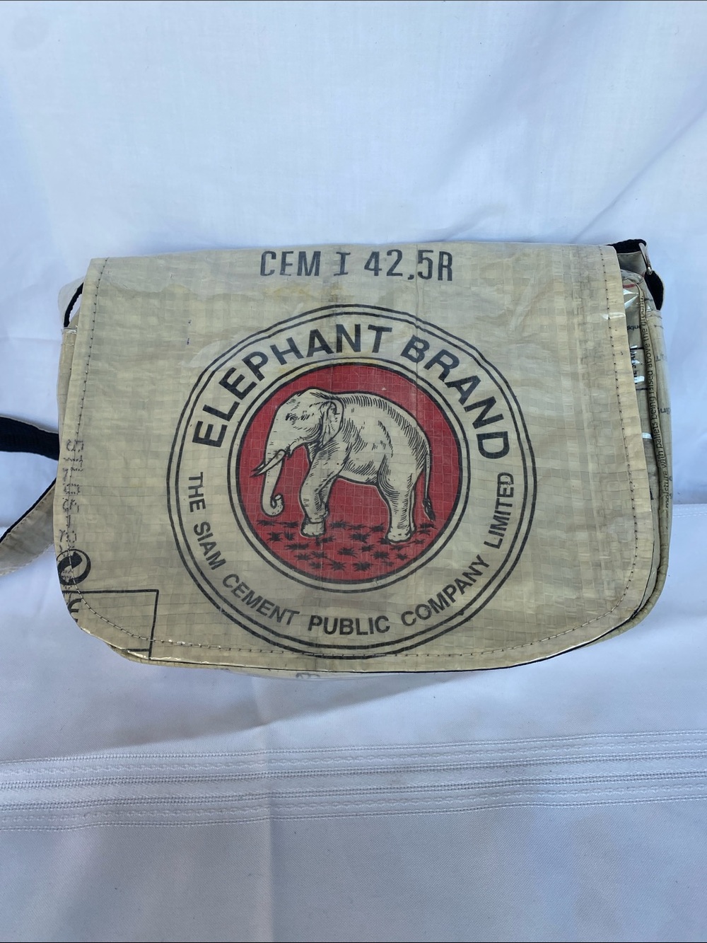 Angkor Elephant Brand Recycled Messenger Bag Made from Cement Bags